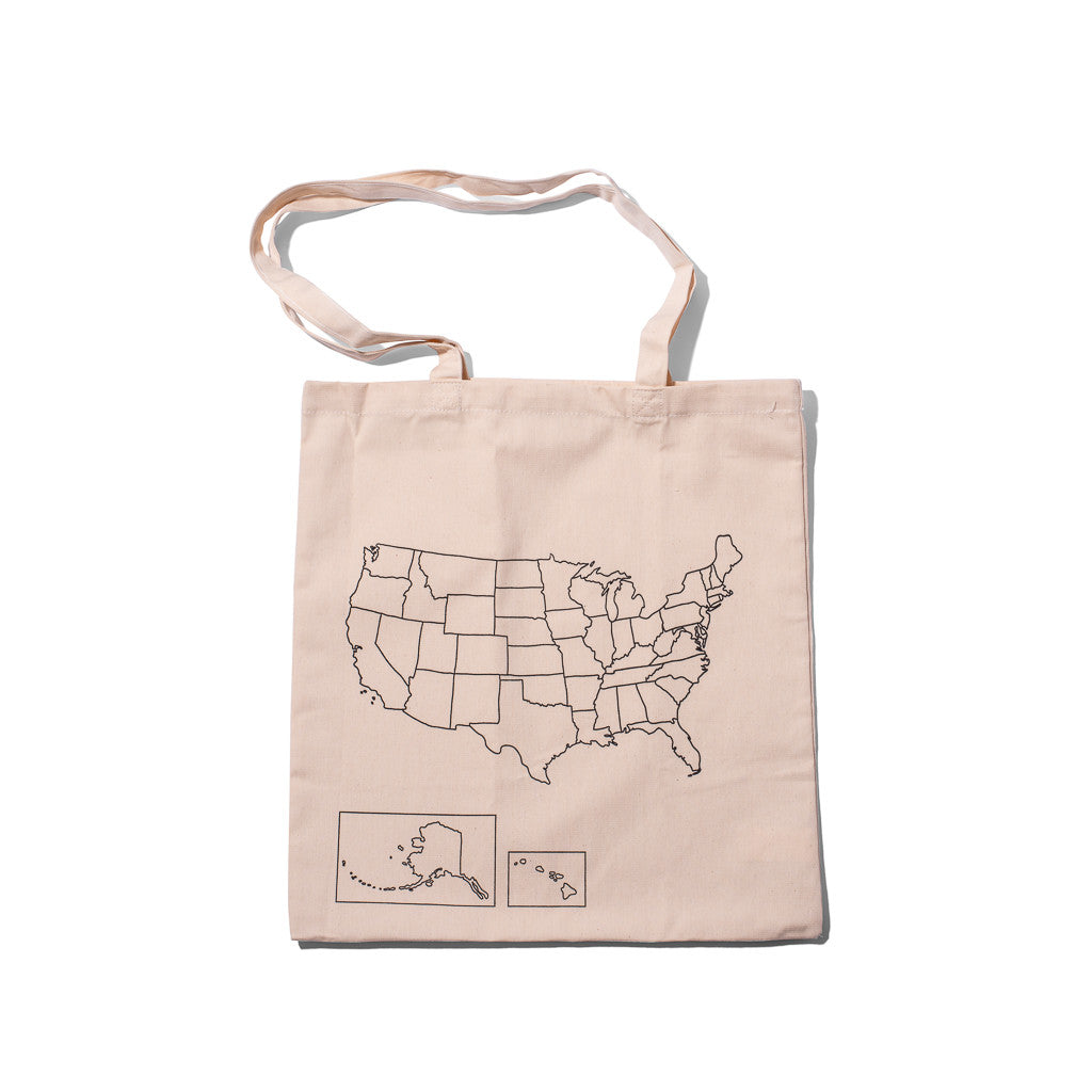 USATOTE high quality 100% cotton tote bag with USA map and colouring textile pen.