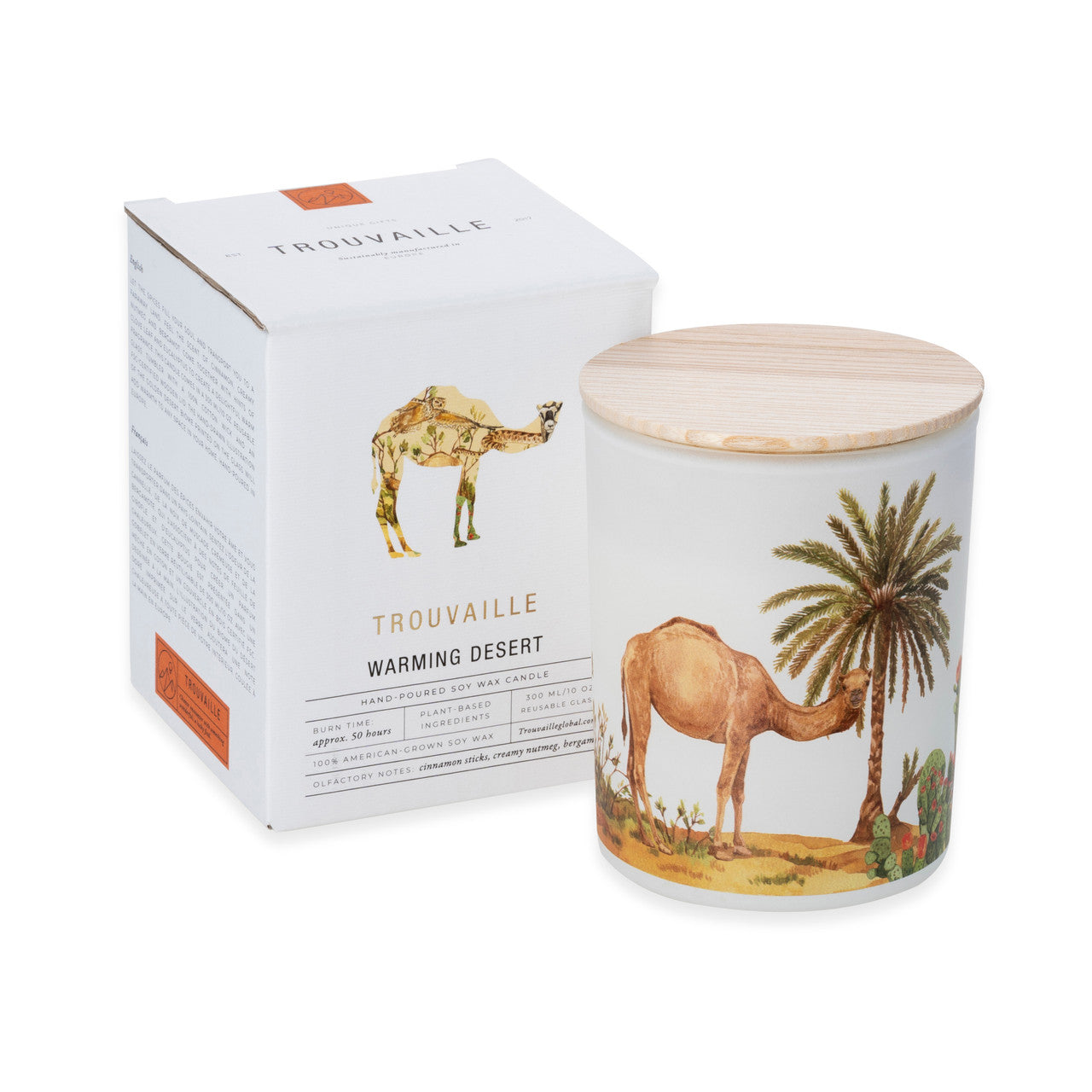 Trouvaille Global | Save The Planet Scented Soy Candle | Warming Desert w packaging