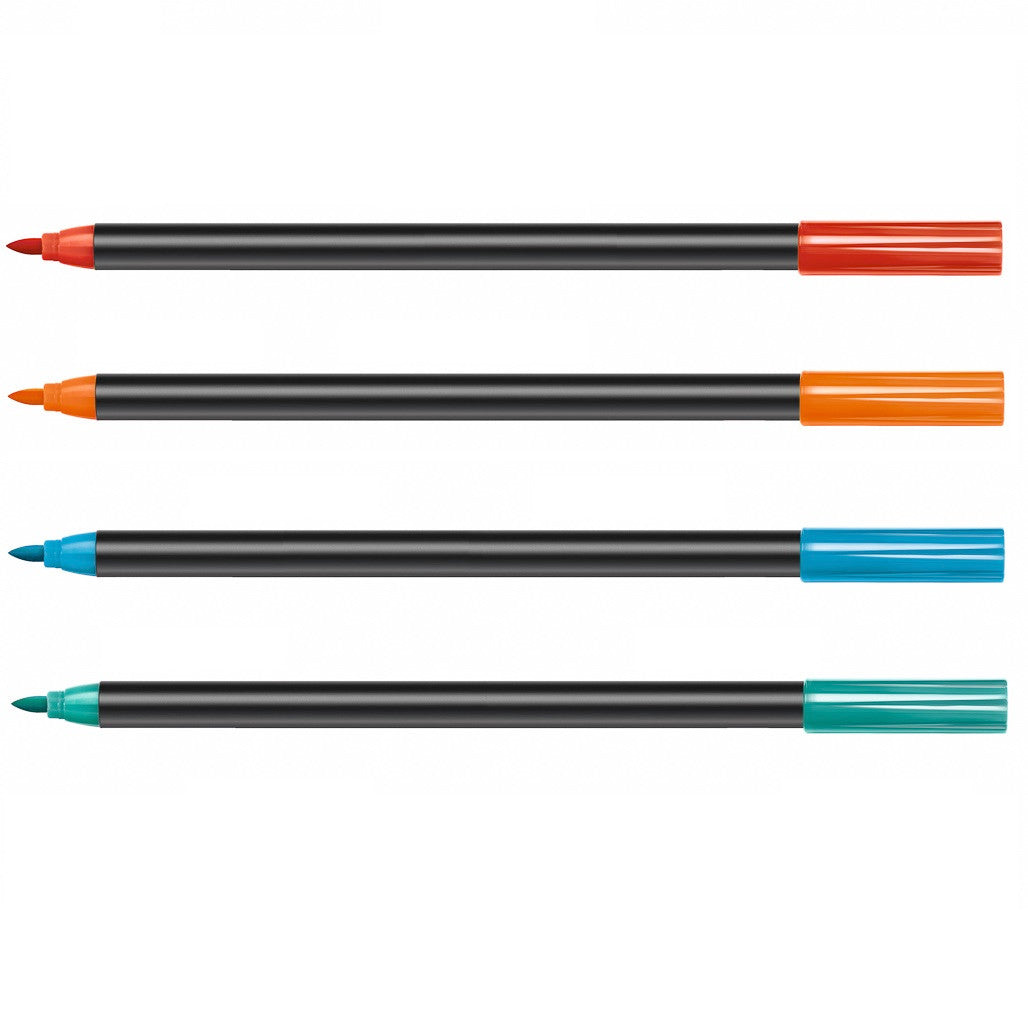 Pens included in the ceramic pen set: red, orange, light blue and turquoise