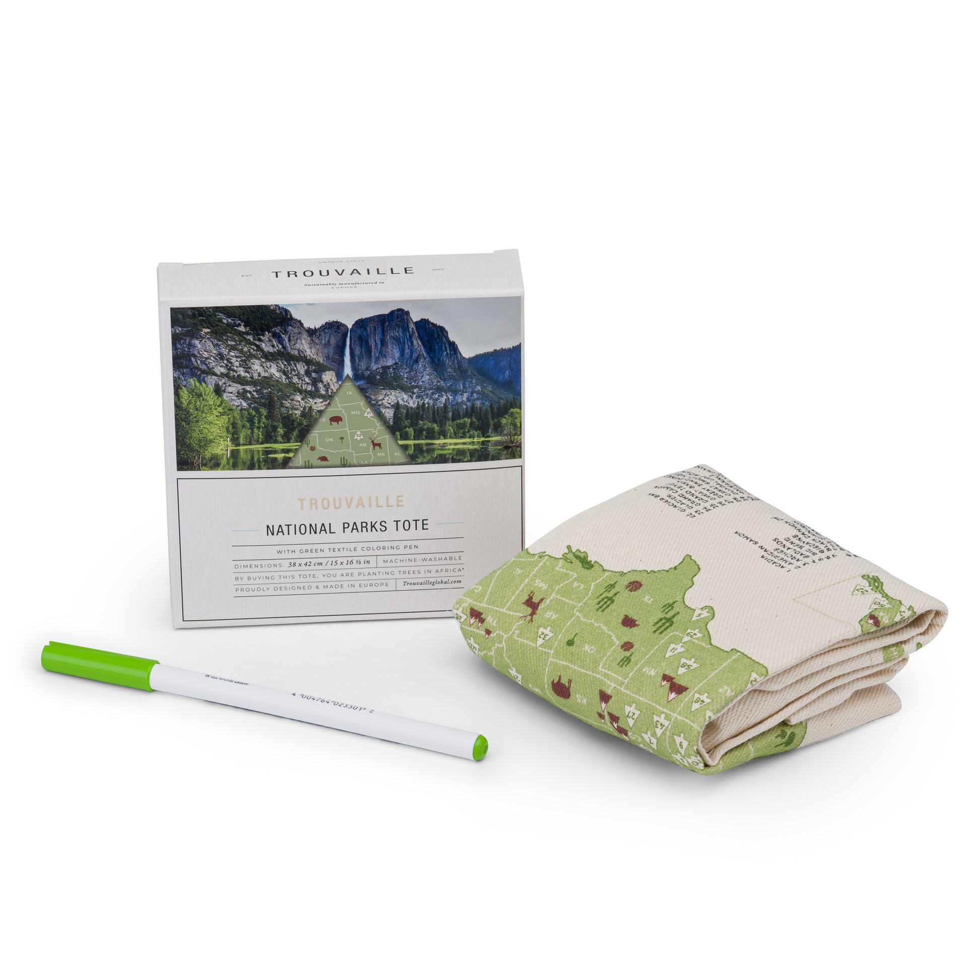 US National Parks color-in tote packaging with folded bag and fabric marker, creative travel activity gift