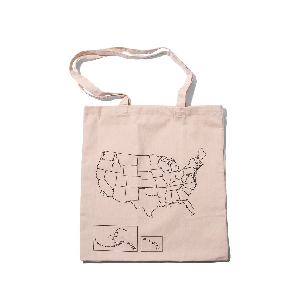 customized travel map tote bags USA Map Colour In Totebag
